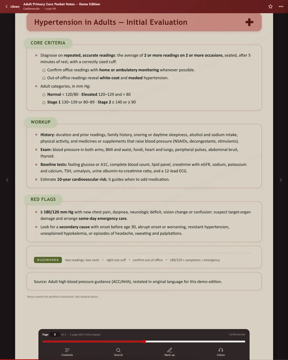 The LWES Reader in night mode: the demo page dimmed inside the dark reader frame, with the page scrubber and tools showing.